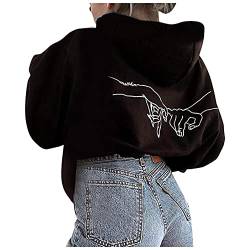 Damen Oversize Kapuzenpullover Teenager Mädchen Coole Pullover Frauen Sweatshirt Pulli Sport Langarmshirt Hoodie Promise Langarm Boyfriend Y2K Streetwear Herbst Winter Mode Freizeit Bluse mit Kapuze von Vohiko