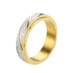 Drehbarer Dekompressions-Peeling-Muster-Legierung eingelegter Strass-weiblicher Ring Beliebter exquisiter Ring Einfacher Modeschmuck Ringe Mit Schrift (A, 6) von Vohiko