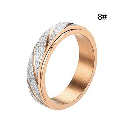 Drehbarer Dekompressions-Peeling-Muster-Legierung eingelegter Strass-weiblicher Ring Beliebter exquisiter Ring Einfacher Modeschmuck Ringer Shorts (C, 8) von Vohiko