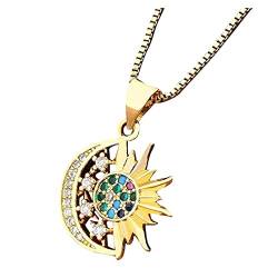 Personalisieren Sie Halskette für Frauen Sonne und Sterne Halskette Halskette Memorial Anhänger Schmuck Geschenk Halskette in Silber (Gold, One Size) von Vohiko
