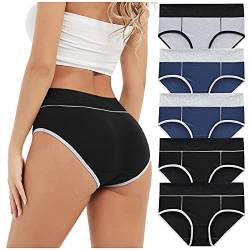 Vohiko 5er Pack Unterhosen Damen Unterwäsche Baumwolle Slips Hösschen Panties Atmungsaktive Dessous Taillenslip Seamless Sportunterhosen Mehrpack Nahtlos Baumwollunterhosen Dessous Frauen von Vohiko