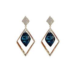 Vohiko Diamantförmige Blaue Kristallohrringe für Teenager-Mädchen Minimalistische Piercing-Ohrstecker Trendige Ohrringe Ohrringe Zirkonia (Blue, One Size) von Vohiko
