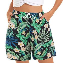 Vohiko Sommer Shorts Damen Freizeitshort Sportshorts Damenshorts Kordelzug Frauen Sommerhose Kurz Casual Hot Pants mit Taschen Strandshorts Kurze Hose Damen Sommer Weites Bein (Green, XL) von Vohiko