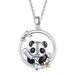 Vohiko Zarte Persönlichkeit, runde, schöne Blumen, niedlicher Kleiner Panda, der Bambus-Anhänger-Halskette hält Halskette Seestern (A, One Size) von Vohiko