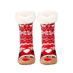 Weihnachten Alpaka Socken, Wollsocken für Damen und Herren Wintersocken Warme Haussocken Thermosocken Damen Socken mit Punkte, Herzen Motiven Süße, Damensocken Winter Warme von Vohiko