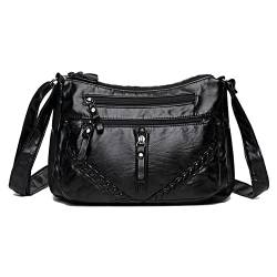 Handy Umhängetasche Damen Handy Schultertasche Kleine Tasche Frauen Brieftasche Cross-Body PU Leder Shoulder Bag Kartenfächer Verstellbar Abnehmbar Schultergurt (Schwarz 1 Damen-Umhängetaschen) von Vohoney