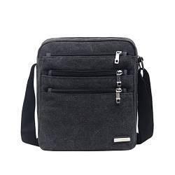 Vohoney Herren-Schultertaschen Umhängetasche Herrentasche Klein Crossbody Bag Handtasche Tasche Umhängen Messenger Bag Handgelenktasche Canvas Vintage Shoulder Bag (Schwarz Herren Umhängetasche) von Vohoney