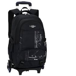 Voici et Voila Schulranzen mit Rollen Jungen Grand Rucksack Trolley Kinder Schultasche mit Rollen Teens Trolley Schulranzen Computertasche Männer Schwarz 33x21x52cm von Voici et Voila