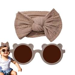 Voihamy Baby-Stirnbänder mit Schleifen, Baby-Stirnbänder für Mädchen mit Schleifen - Kinder-Brillen-Haarband-Sets - Weiche Nylon-Baby-Stirnbänder mit Sonnenbrille, Baby-Mädchen-Stirnbänder mit von Voihamy