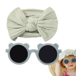 Voihamy Baby-Stirnbänder mit Schleifen,Stirnband-Schleifen für Baby-Mädchen,Kinder-Brillen-Haarband-Sets - Baby-Mädchen-Schleifen-Stirnband-Sonnenbrillen-Set, Nylon-Haarbänder, Schleife, elastisches von Voihamy