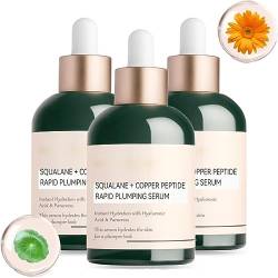 Squalane + Copper Peptide Rapid Plumping Serum, Hydrating Face Serum with Collagen Boosting Copper Peptides, Instantly Plumps and Firms Facial Essence Liquid for All Skin Types, 50ml (3 Stöcke) von Vokkrv