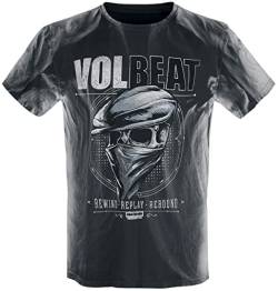 Volbeat Bandana Skull Männer T-Shirt hellgrau/schwarz M 100% Baumwolle Band-Merch, Bands von Volbeat