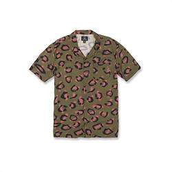 Volcom Herren Bedrucktes Shirt mit Party-Tier-Motiv, kurz Hemd mit Button-Down-Kragen, Militär, Mittel von Volcom