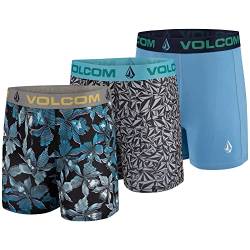 Volcom Herren-Boxershorts, 3er-Pack, Poly-Spandex, Performance-Boxershorts, Unterwäsche, Schwarz/Grau/Hellblau, Large von Volcom