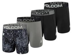 Volcom Herren-Boxershorts, Poly-Elastan, Performance-Boxershorts, Unterwäsche mit Komfort-Flex-Seiteneinsatz - schlanker, moderner Look, Schwarz/Schwarz/Schwarz/Grau, Medium von Volcom