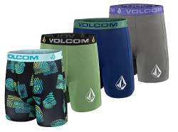 Volcom Herren-Boxershorts, Poly-Spandex, Performance-Boxershorts, Unterwäsche, Heather/Schwarz/Marineblau/Grün, Small von Volcom