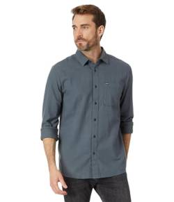 Volcom Herren Caden Solid Langarmshirt Hemd mit Button-Down-Kragen, Dark Slate, Klein von Volcom