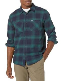 Volcom Herren Langärmeliges Flanellhemd Nerastone Hemd mit Button-Down-Kragen, Marineblau, XL von Volcom