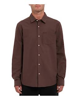 Volcom Herren Veeco Oxford Langärmeliges Knopfleiste Hemd mit Button-Down-Kragen, Bimsstein, Mittel von Volcom