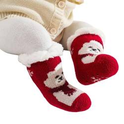 Volicph Baby Winter Boden Socken Kleinkinder Dicke Manschette Rutschfeste Sport Athletic High Socken für Baby Mädchen Anti-Rutsch Socken Kuschelsocken Flauschige Socken Stoppersocken Hüttensocke von Volicph