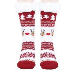 Volicph Damen Winter Rutschfeste Socken Stoppersocken Flauschige Extra Weit Lang Dicke Kuschelsocken Bodensocken Hüttensocken Wintersocken von Volicph