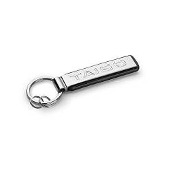 Volkswagen 000087010CGYPN Schlüsselanhänger mit TAIGO Schriftzug, Keychain, Schlüsselring, Silber/Schwarz, Metall, Länge [mm]: 100, Breite [mm]: 45, Höhe [mm]: 3 von Volkswagen
