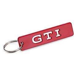 Volkswagen 1H2087010D Schlüsselanhänger GTI Logo Schriftzug Schlüsselring Metall Anhänger Keyring, rot von Volkswagen