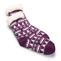 Volkswagen 1H4084361BM31 Socken Wintersocken Weihnachtssocken Kuschelsocken Strümpfe, gefüttert, Größe 36-43, Lila/Brombeere von Volkswagen