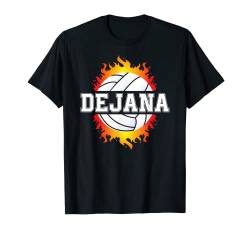 Dejana Name Volleyball Spieler Mädchen Ball und Netz Sportfan T-Shirt von Volleyball Sports Fan Gifts