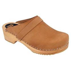 Vollsjö Dame Holzschuhe Leder Clogs EU, Hellbraun,40 von Vollsjö