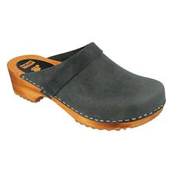 Vollsjö Dame Holzschuhe Leder Clogs EU, Wildleder-Grau,36 von Vollsjö