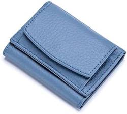 Damen Geldbörse Aus Echtem Leder Frauen Weibliche Brieftaschen Mini Geldbörse Kleine Geld Taschen Dame Tasche Karte Holde Kleine Clutch Tasche,Blau,Hilarious123 von Volu
