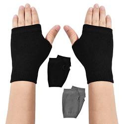 Volumoon 2 Paar Half Finger Dehnbar Strick Handschuhe,Gestrickte fingerlose Fäustlinge,Winter Warme Handschuhe,Unisex Fingerlose Handschuhe,Warme HalbFinger Handschuhe,zum Tippen Fahren von Volumoon