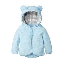 Baby Jungen Polarfleece Jacken Herbst Winterjacke Durchgängigem Reißverschluss Kapuzen Pullover Fleecejacke Wintermantel(12-18 Monate,Blau,Größe 80) von Volunboy