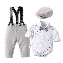 Volunboy Baby Jungen Anzug Set Bekleidung Hemd mit Fliege + Hosenträger Hosen Strampler Anzug(18-24 Monate,Größe 90,Segelboot) von Volunboy