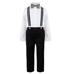 Volunboy Baby Jungen Anzug Set Bekleidung Hemd mit Fliege + Hosenträger Hosen Strampler Anzug(4-5 Jahre,Größe 120,Weiß Schwarz) von Volunboy