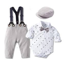 Volunboy Baby Jungen Anzug Set Bekleidung Hemd mit Fliege + Hosenträger Hosen Strampler Anzug(6-9 Monate,Größe 66,Segelboot) von Volunboy