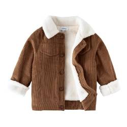 Volunboy Baby Jungen Cordjacke mit Sherpa-Innenfutter, Fleece Gefüttert Gepolsterte Corduroy Winterjacke（12-15 Monate，Größe 80，Braun） von Volunboy