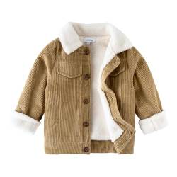 Volunboy Baby Jungen Cordjacke mit Sherpa-Innenfutter, Fleece Gefüttert Gepolsterte Corduroy Winterjacke（18-24 Monate，Größe 90，Khaki） von Volunboy