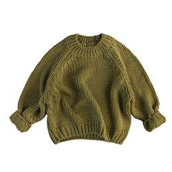 Volunboy Baby Jungen Mädchen Strickpullover Rundhals Sweater Winter Warme Pulli Langarm Oberteile(18-24 Monate,Gelb,Größe 90) von Volunboy