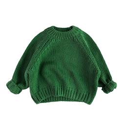 Volunboy Baby Jungen Mädchen Strickpullover Rundhals Sweater Winter Warme Pulli Langarm Oberteile(5-6 Jahre,Grün,Größe 130) von Volunboy