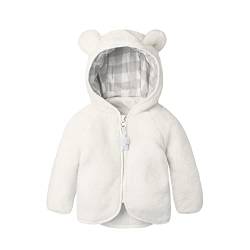 Volunboy Baby Jungen Polarfleece Jacken Herbst Winterjacke Durchgängigem Reißverschluss Kapuzen Pullover Fleecejacke Wintermantel(18-24 Monate,Weiß,Größe 90) von Volunboy