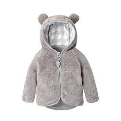 Volunboy Baby Jungen Polarfleece Jacken Herbst Winterjacke Durchgängigem Reißverschluss Kapuzen Pullover Fleecejacke Wintermantel(2-3 Jahre,Grau,Größe 100) von Volunboy