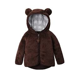 Volunboy Baby Jungen Polarfleece Jacken Herbst Winterjacke Durchgängigem Reißverschluss Kapuzen Pullover Fleecejacke Wintermantel(6-12 Monate,Braun,Größe 70) von Volunboy