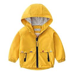 Volunboy Baby Kapuzen Jackets, Jungen Langarm Winddicht Mantel Cartoon Aufdruck Jacken(2-3 Jahre,Gelb,Größe 100) von Volunboy