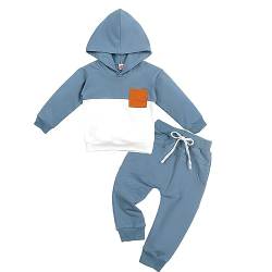 Volunboy Bekleidungssets für Baby Jungen, Neugeborenen Langarm Hoodies + Lange Hose 2PCS Jogginganzug(18-24 Monate,Blau Weiß,Größe 100) von Volunboy