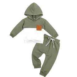 Volunboy Bekleidungssets für Baby Jungen, Neugeborenen Langarm Hoodies + Lange Hose 2PCS Jogginganzug(2-3 Jahre,Grün Weiß,Größe 110) von Volunboy