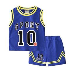 Volunboy Kinder Sommer Tank Top & Shorts Set, Ärmellose T-Shirt + Kurze Hosen Sportbekleidung(Blau,3-4 Jahre,Größe 110) von Volunboy
