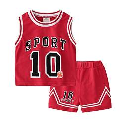 Volunboy Kinder Sommer Tank Top & Shorts Set, Ärmellose T-Shirt + Kurze Hosen Sportbekleidung(Rot,1-2 Jahre,Größe 90) von Volunboy
