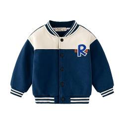 Volunboy Kleinkind Jungen Jacke Varsity Baseball, Unisex Schule Mantel Sportjacke Stehkragen Jacken(Größe 130,5-6 Jahre,Blau) von Volunboy